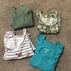 LOT OF 4 Woman Within Women Tank Top Sleeveless Blouse Shirt Size 4X Blue Cotton
